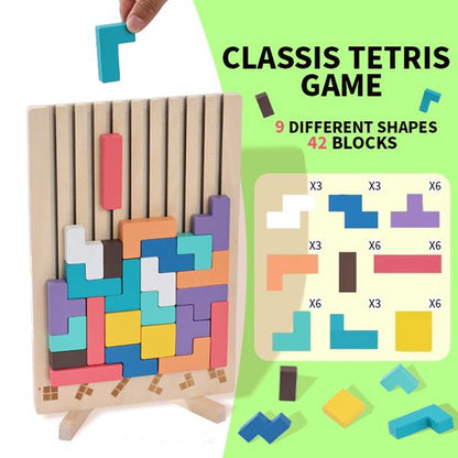 Wooden 3D Russian Block Puzzle Toy, Montessori Educational Jigsaw Puzzle for Toddlers, Brain Teasers & Early Learning Board Games for Kids Ages 3-6, Portable Travel Toys, Birthday & Christmas Gifts for Boys & Girls