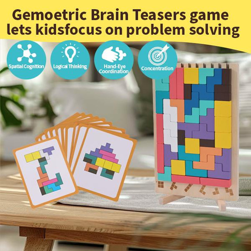Wooden 3D Russian Block Puzzle Toy, Montessori Educational Jigsaw Puzzle for Toddlers, Brain Teasers & Early Learning Board Games for Kids Ages 3-6, Portable Travel Toys, Birthday & Christmas Gifts for Boys & Girls