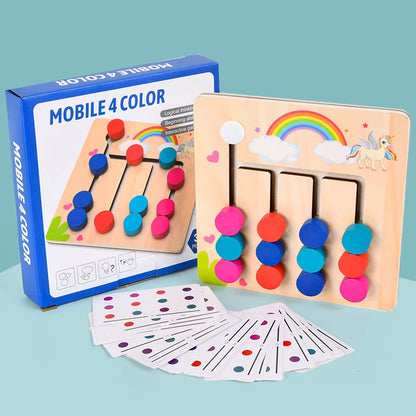 Montessori Learning Toys Mobile Color and Shape Puzzle,Matching Brain Teasers Logic Game Early Educational Wooden Toys for Kids