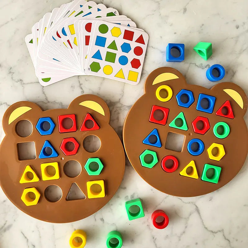 DIY Geometric Shape Color Matching 3D Puzzle Baby Montessori Learning Educational Interactive Battle Game Toys for Children Gift