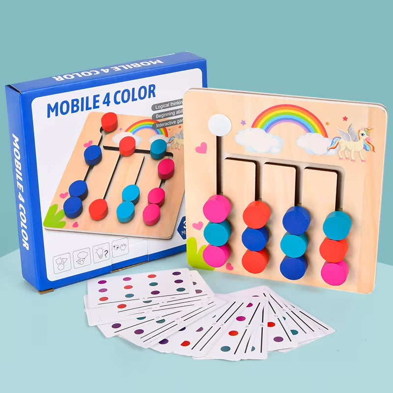 Montessori Learning Toys Mobile Color and Shape Puzzle,Matching Brain Teasers Logic Game Early Educational Wooden Toys for Kids