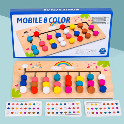 Montessori Learning Toys Mobile Color and Shape Puzzle,Matching Brain Teasers Logic Game Early Educational Wooden Toys for Kids