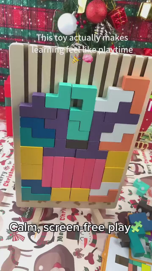 Wooden 3D Russian Block Puzzle Toy, Montessori Educational Jigsaw Puzzle for Toddlers, Brain Teasers & Early Learning Board Games for Kids Ages 3-6, Portable Travel Toys, Birthday Gifts for Boys & Girls