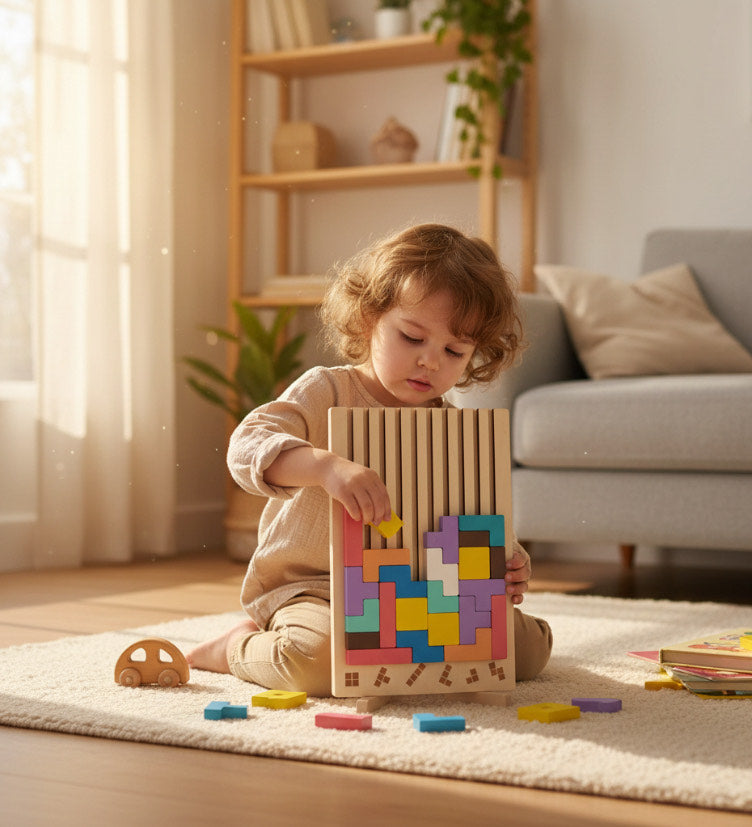 Wooden 3D Russian Block Puzzle Toy, Montessori Educational Jigsaw Puzzle for Toddlers, Brain Teasers & Early Learning Board Games for Kids Ages 3-6, Portable Travel Toys, Birthday Gifts for Boys & Girls